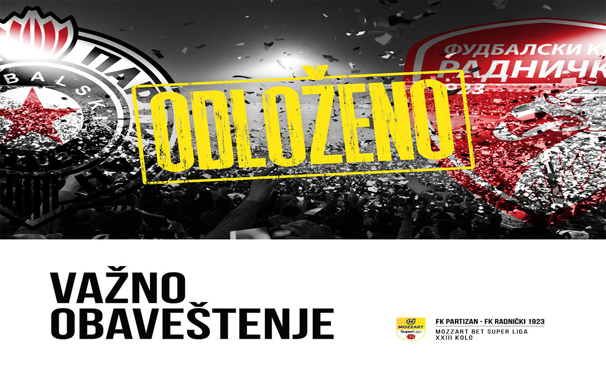 Odlaže se utakmica 23. kola SLS